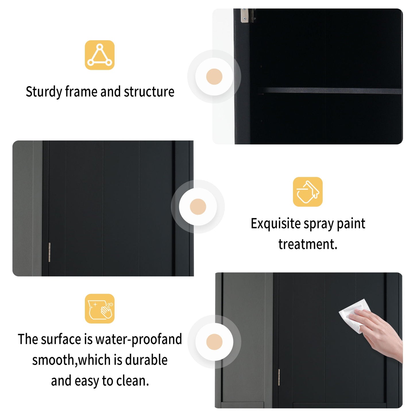 Tall Bathroom Storage Cabinet With Glass Doors, Free-Standing, Two Drawers, And Adjustable Shelves, Board, Painted Perfect For Displaying Your Favorite Items
