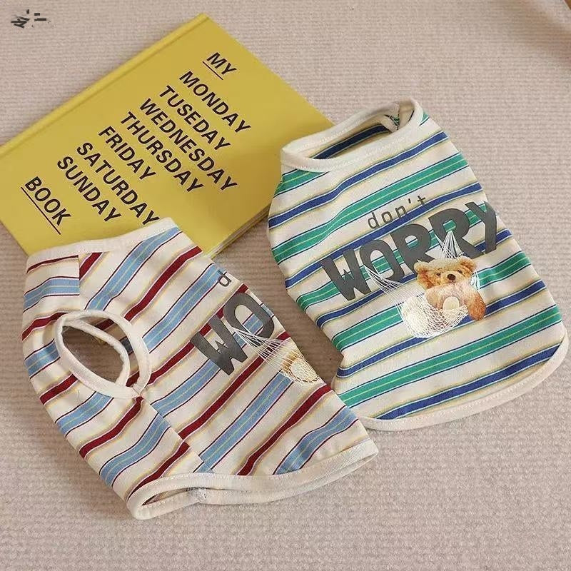 Summer Clothes For Dogs And Cats SpringSummer Breathable Striped Pet Vests