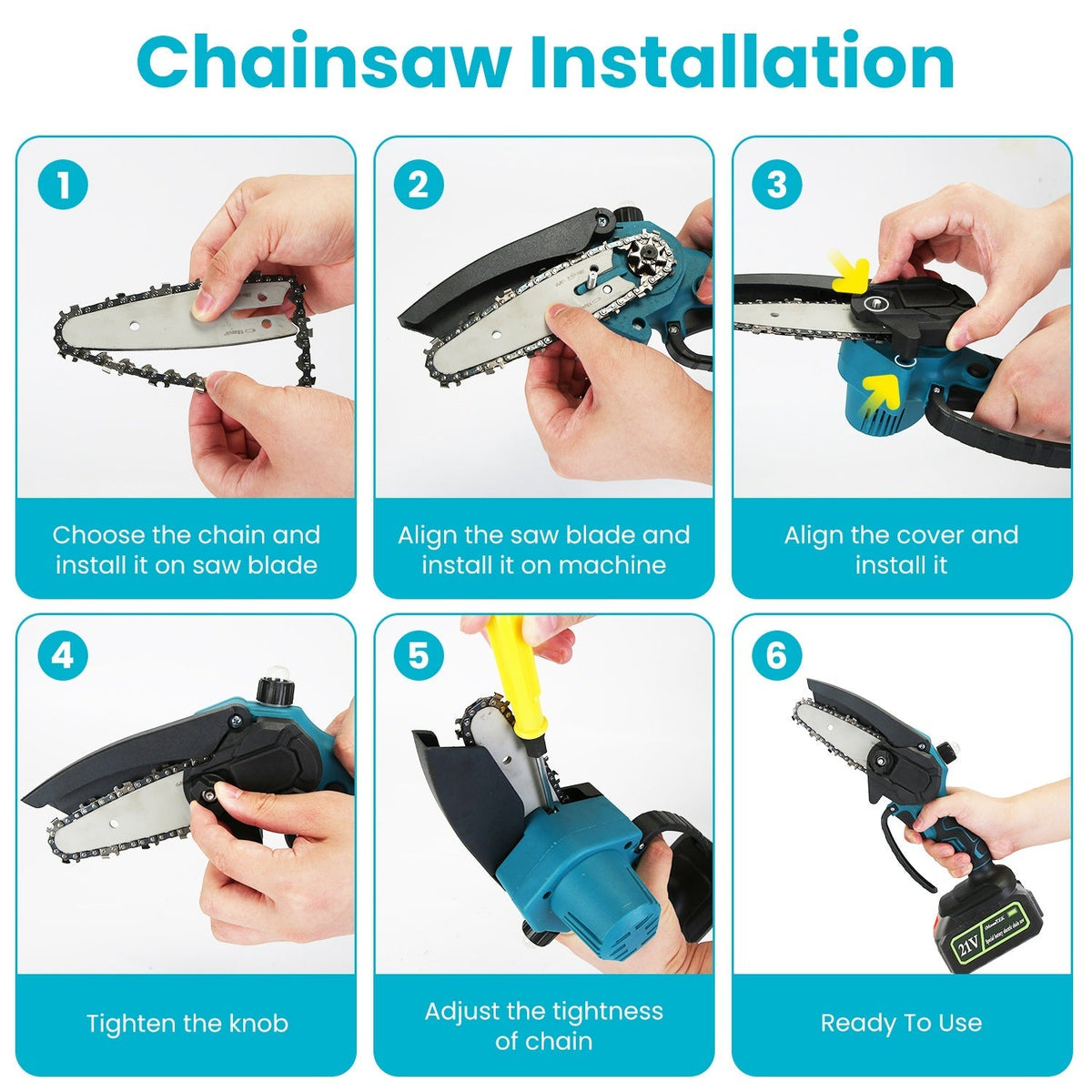 4 in 1 Cordless Pruning Shear and Electric Chainsaw With Max 5.5FT Extension Poles 4Ó/6Ó Pole Saw SK5 Blade Brushless Pruning Shear With 2Pcs 3.0Ah Ba