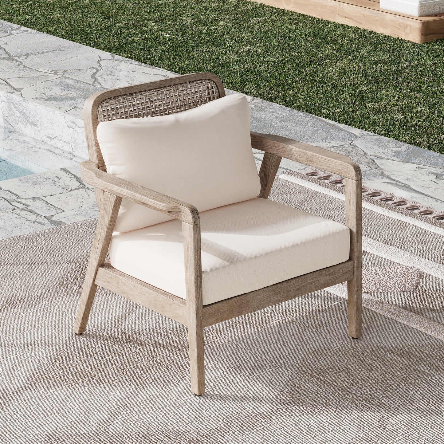 Outdoor Acacia Wood Patio Club Chair