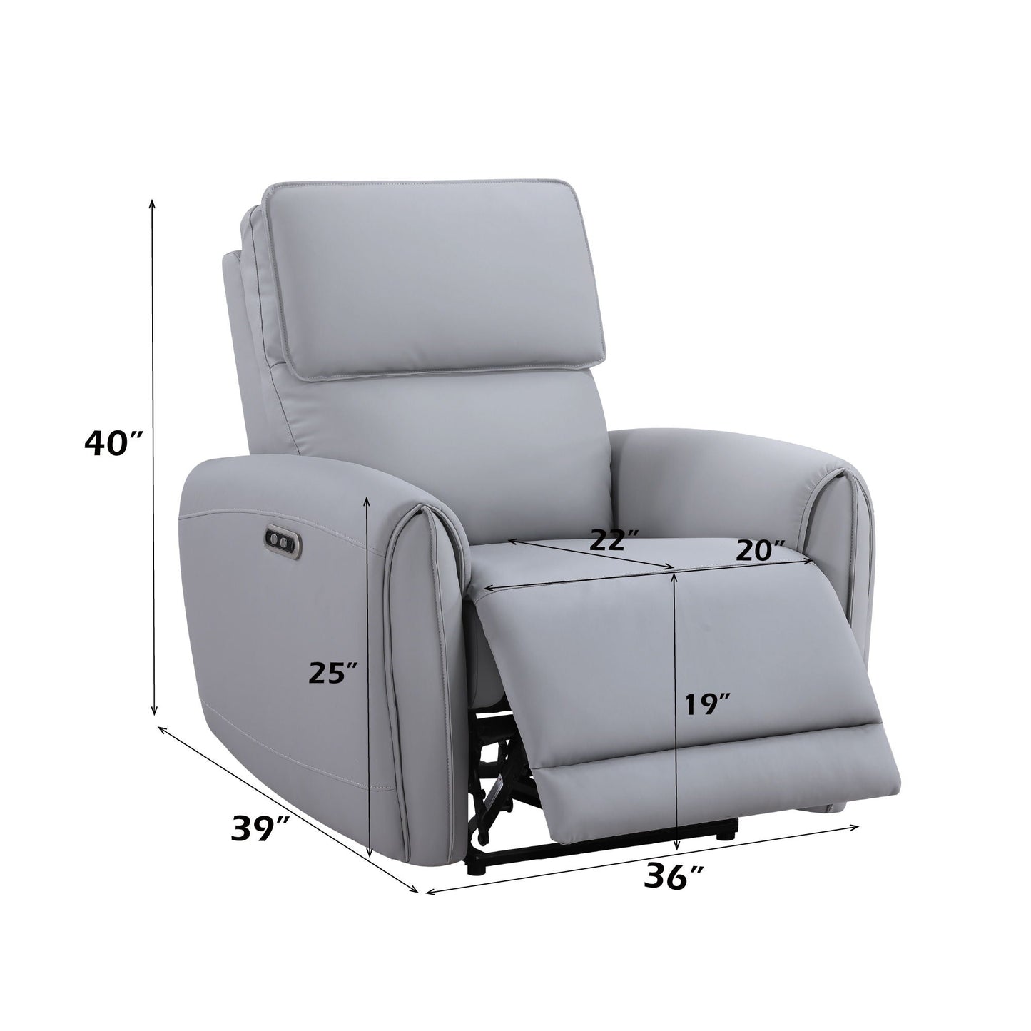 Jeromie - Power Motion Recliner With USB Port - Gray