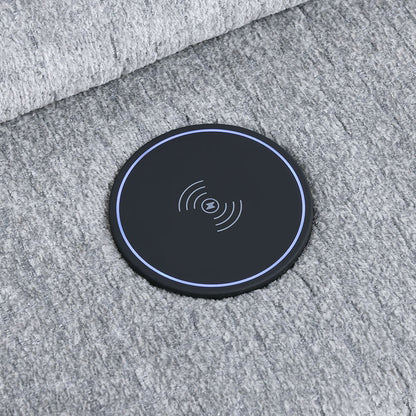 Fullar - Modular Console With Wireless Charger - Light Gary Chenille