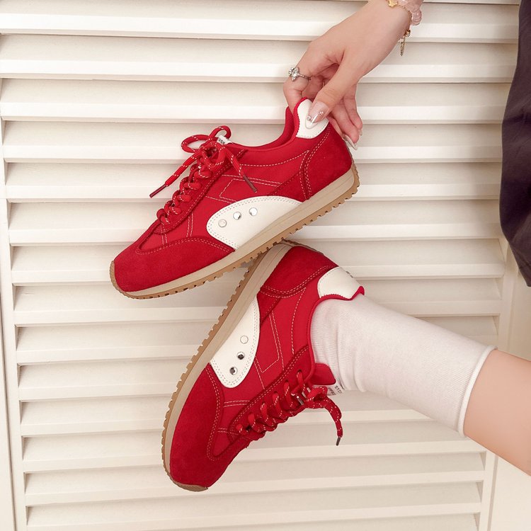 New Summer Women's German Trainer Shoes, Lace-Up Platform Height Increasing Versatile Casual Sneakers