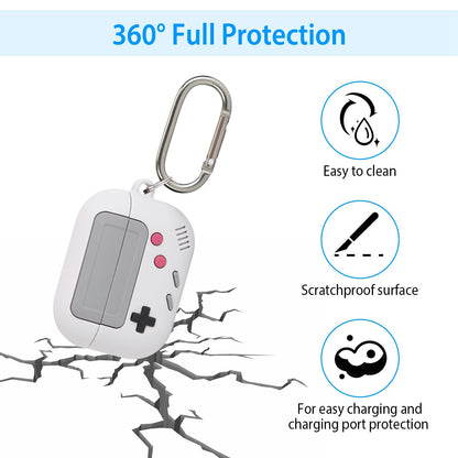 Silicone Protective Case Fit for Airpod Pro Full Protective Cover Shock-Absorbing Soft Silicone Case w/ Carabiner