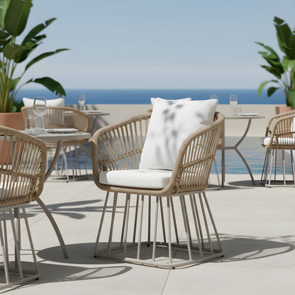 Outdoor Dining Chair MP1 - Teak Finish Wicker & Steel Frame