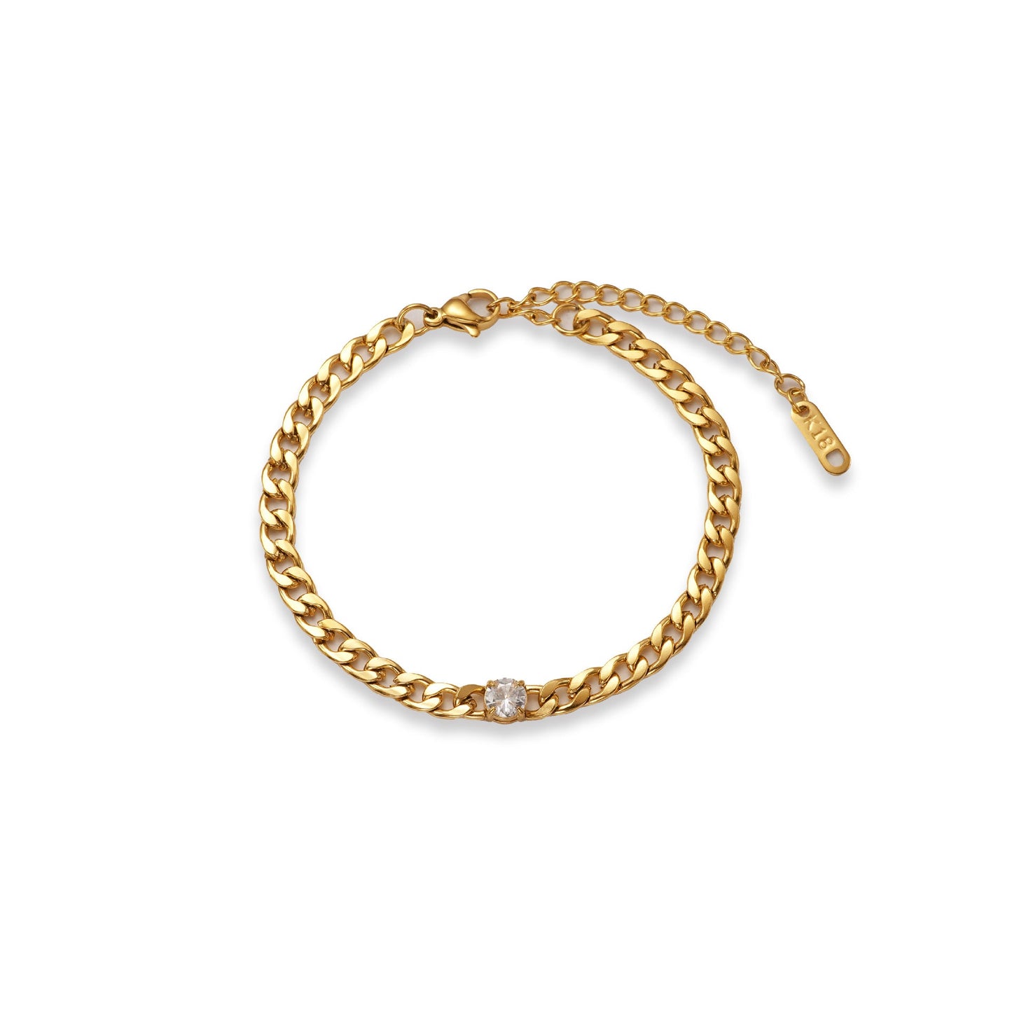 Fashion Titanium Steel Matte Chain Water Drop Zircon Bracelet Set