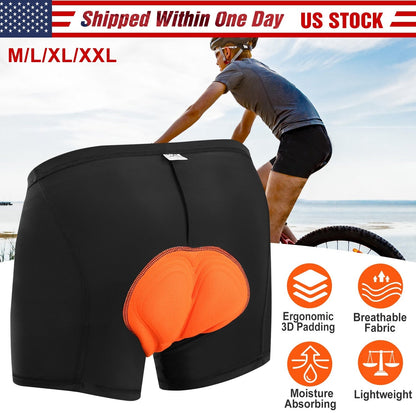 Men\'s Cycling Underwear Shorts 3D Padded Bike Underwear Shorts Breathable Moisture Absorbing Quick Dry