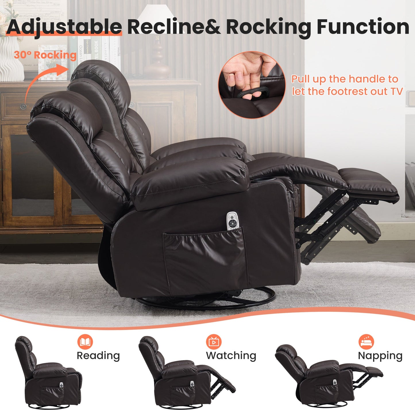 360° Swivel Rocker Recliner for Adults