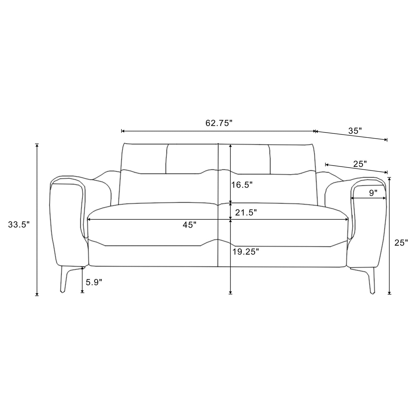 Oberle - 2 Piece Upholstered Sofa Set With Pocket Coil Seating - Charcoal