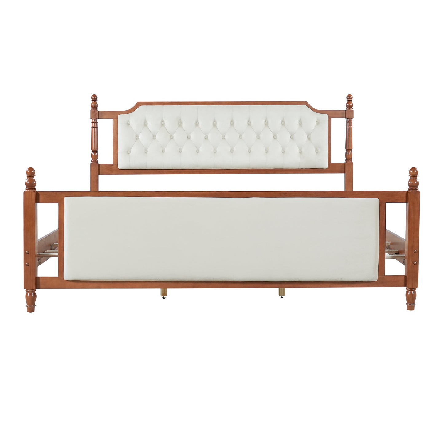King Size Upholstered Platform Bed with Button Tufted Headboard