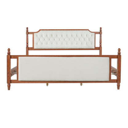 King Size Upholstered Platform Bed with Button Tufted Headboard