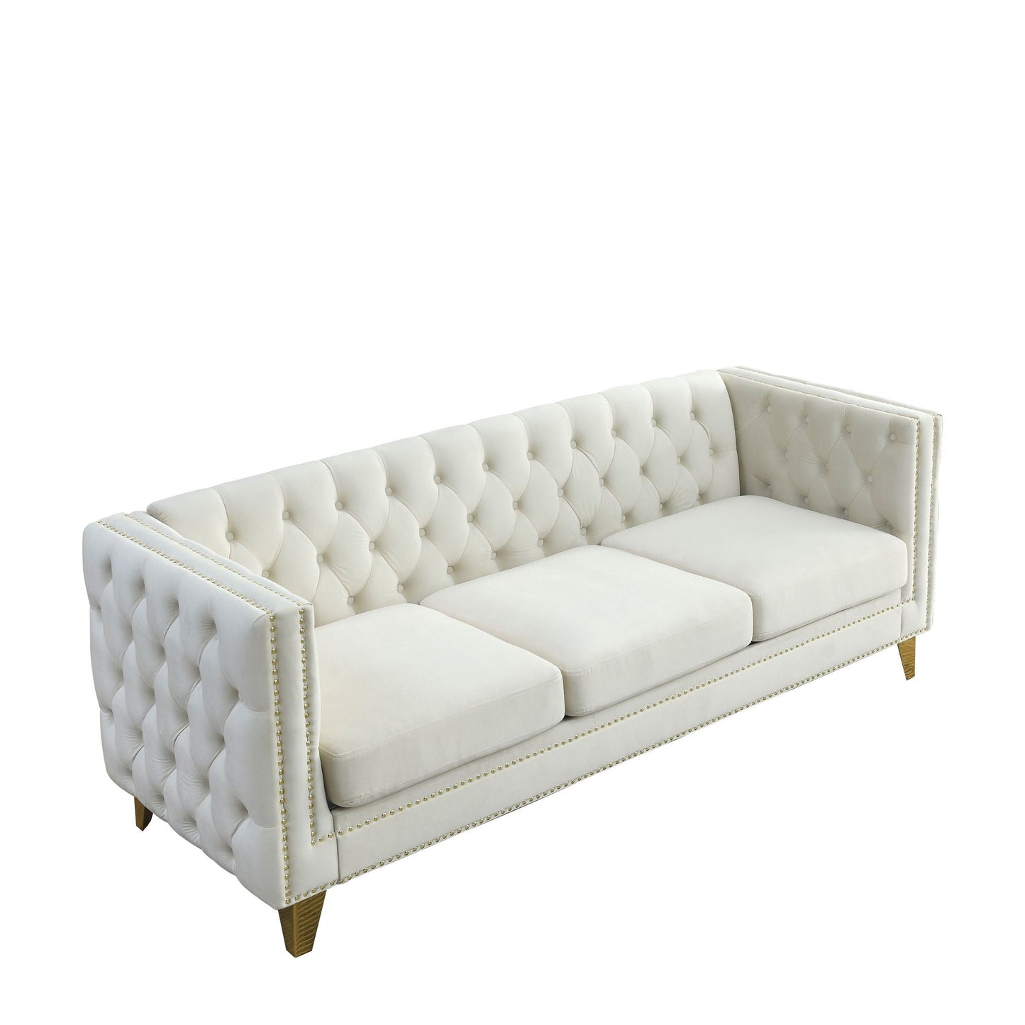 Upholstered Couch Sofa With Button Tufting For Living Room