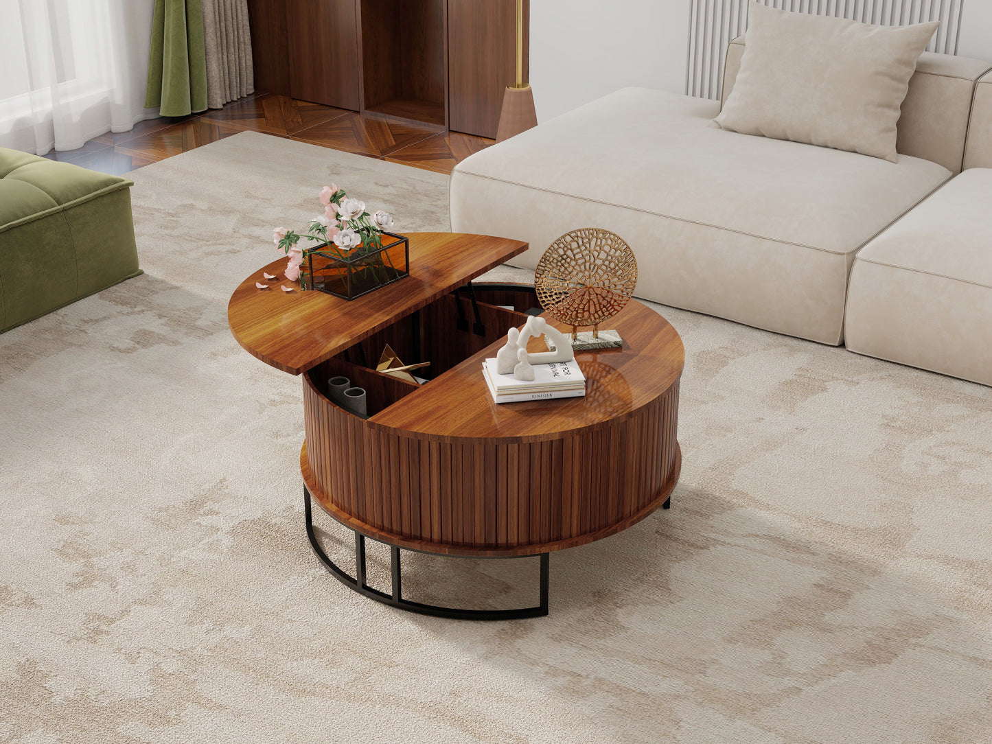 31.5" Round Coffee Table with Storage