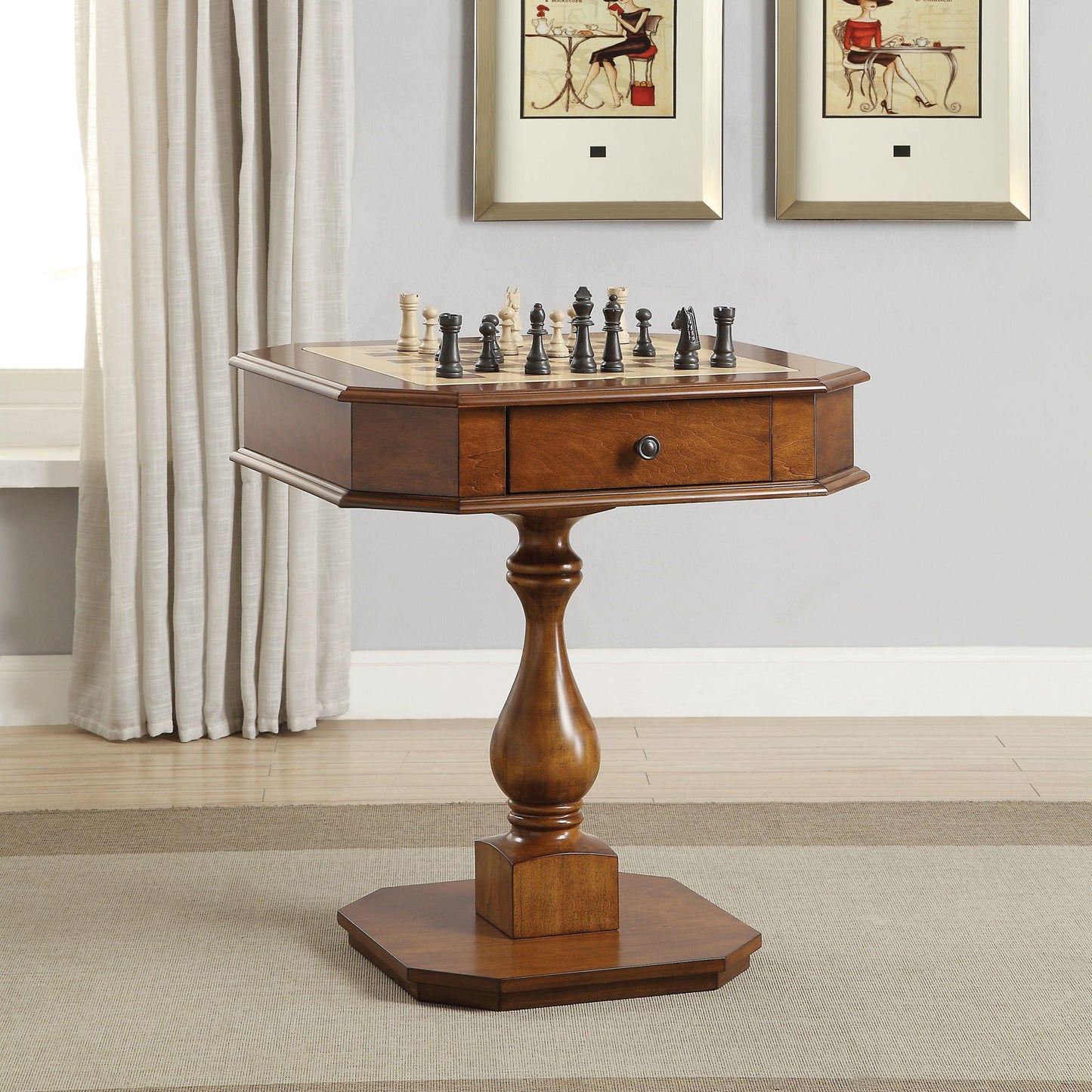 Bishop - Reversible Chess Checker Game Table With Game Tray (Chess Figures Not Included)