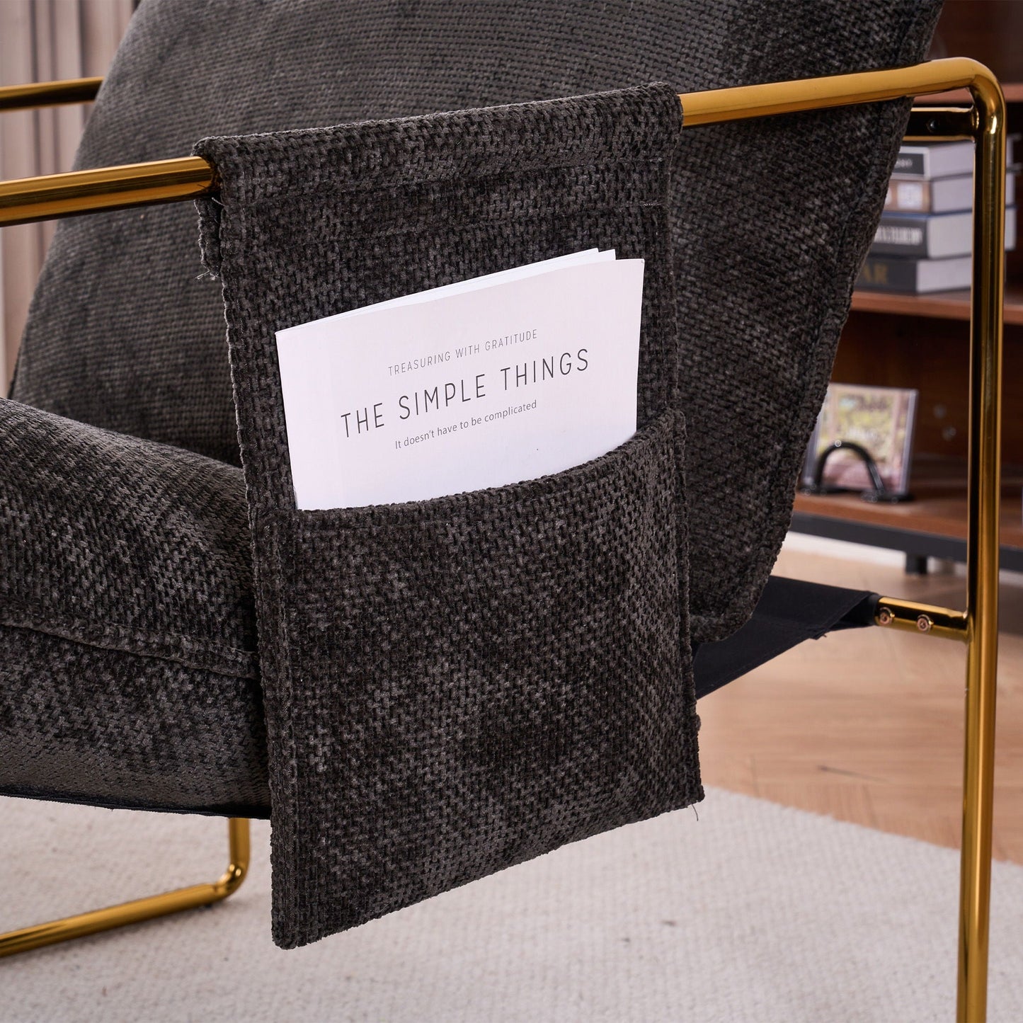Upholstered Hanging Armchair With Arm Pocketsmetal Frame (Set of 2), Plated Craftsmanship, Crushed Foam Cushions And Skin-Friendly Woven Fabric For Living Room And Bedroom