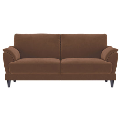 Selma Velvet Upholstered Crescent Arm Sofa Rust