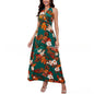 Women's Halter Neck Printed Bohemian Dress Vacation Beach Maxi Dress