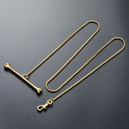 Stainless Steel Leash Pet Supplies Outdoor Dog Walking Metal Bone Shaped Handle Traction Chain