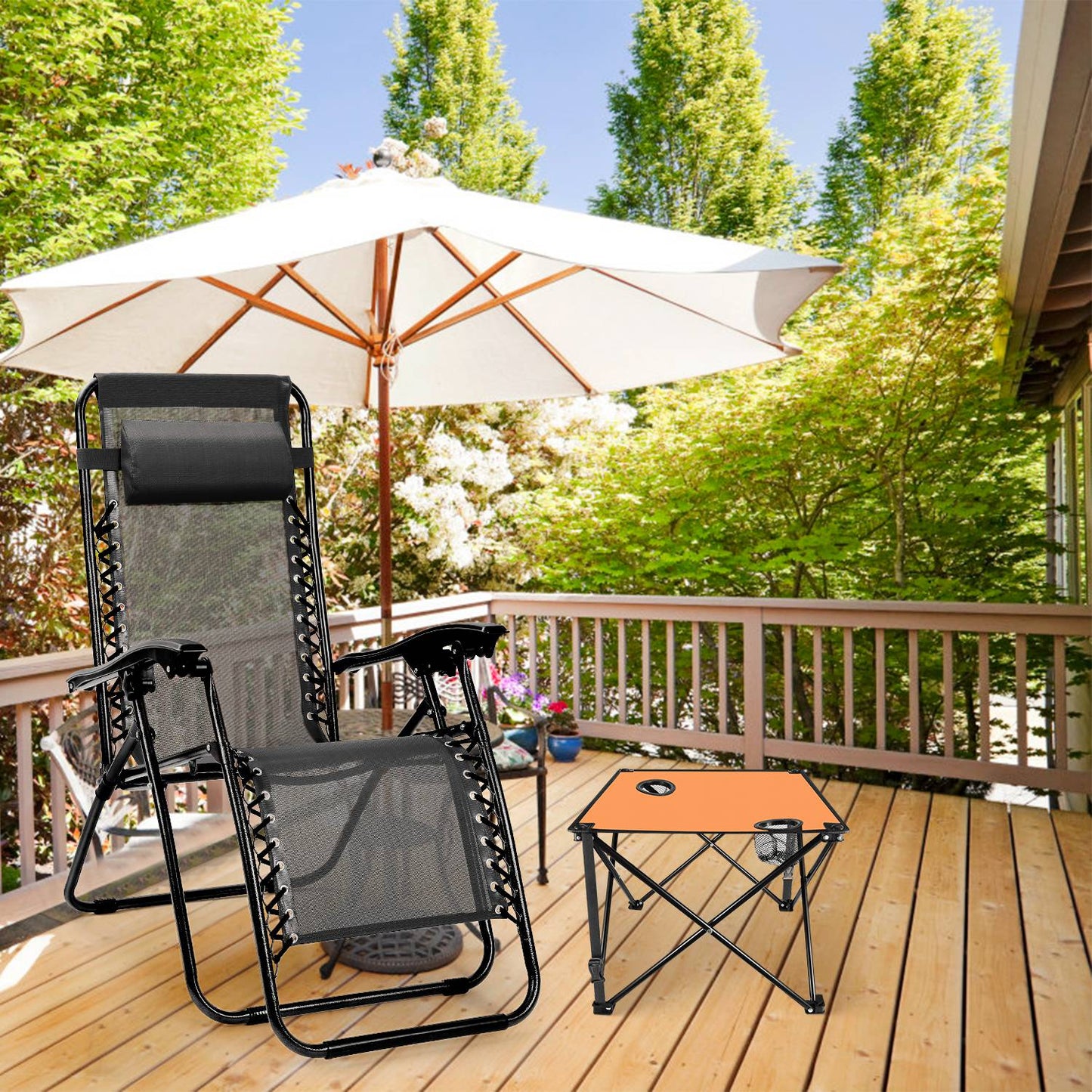 Portable Folding Camping Table with Cup Holders & Carry Bag
