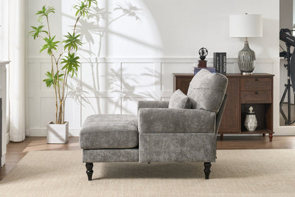 Modern Grey Upholstered Chaise Lounge Sofa Recliner
