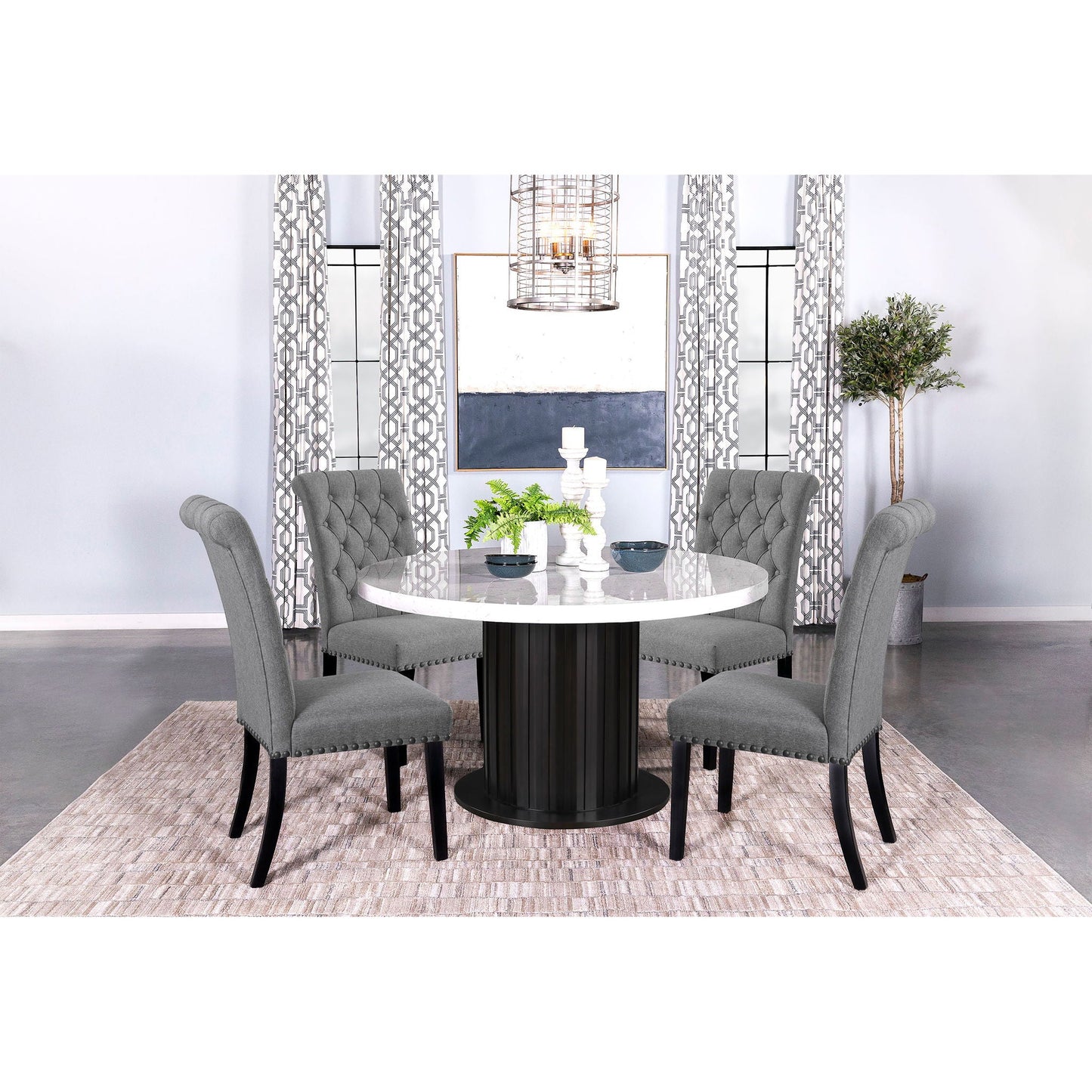 Tufted Rolled Backrest Side Chairs (Set of 2)