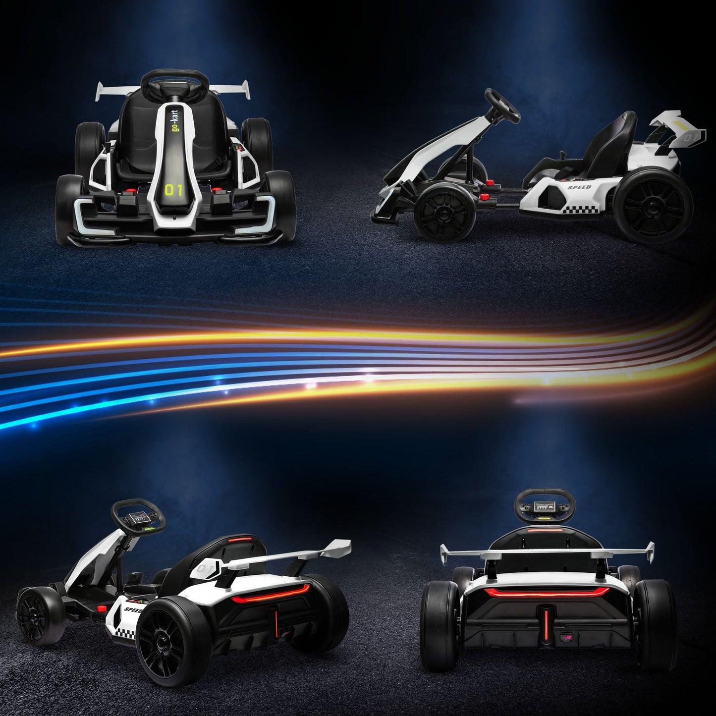 Aosom 24V 7.5 MPH Electric Go Kart with Adjustable Seat, Slow Start, White