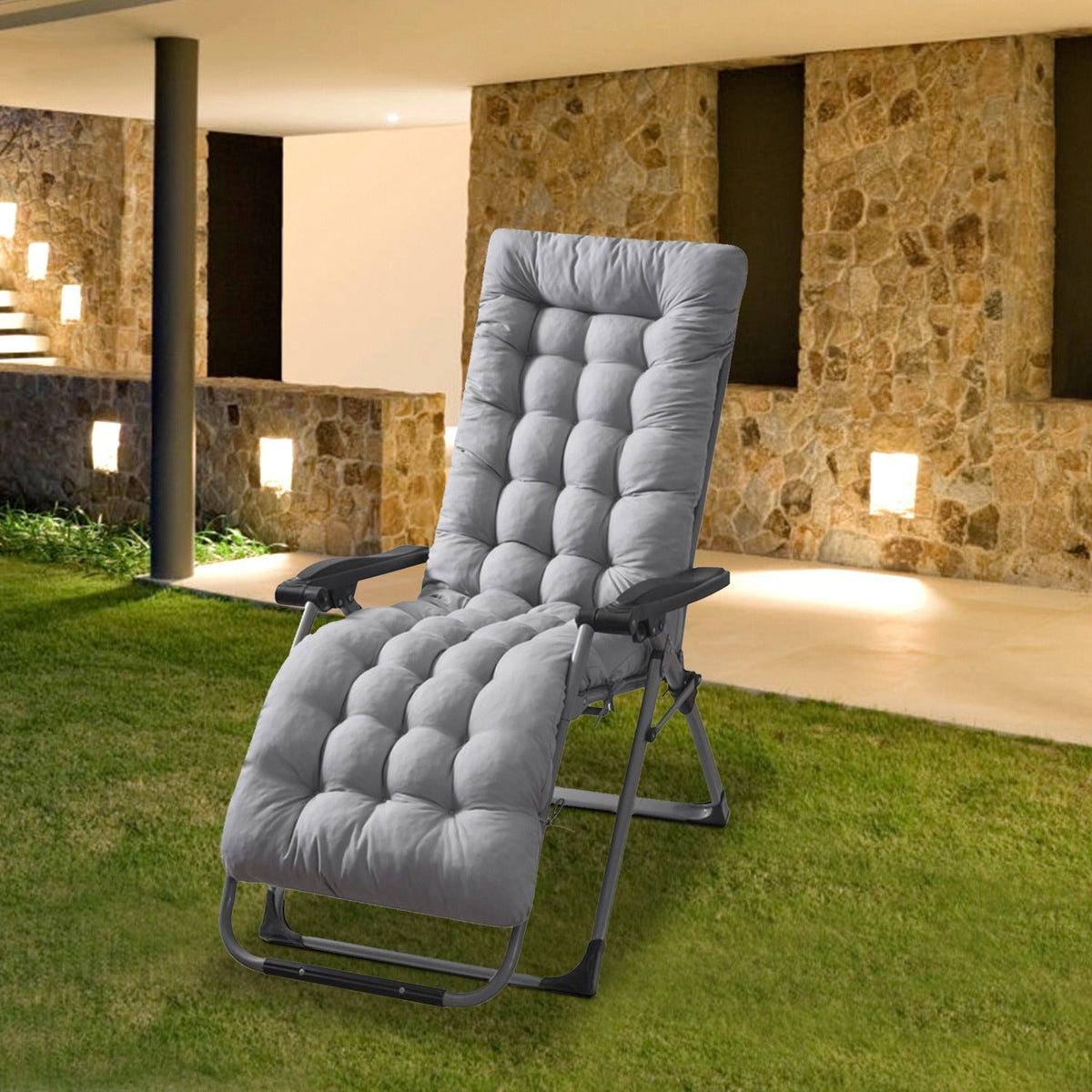 66.92x22.04in Thickened Chaise Lounger Cushion Recliner Rocking Chair Sofa Mat Deck Chair Cushion