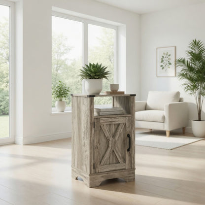 Farmhouse Nightstand, Charging Station & Storage