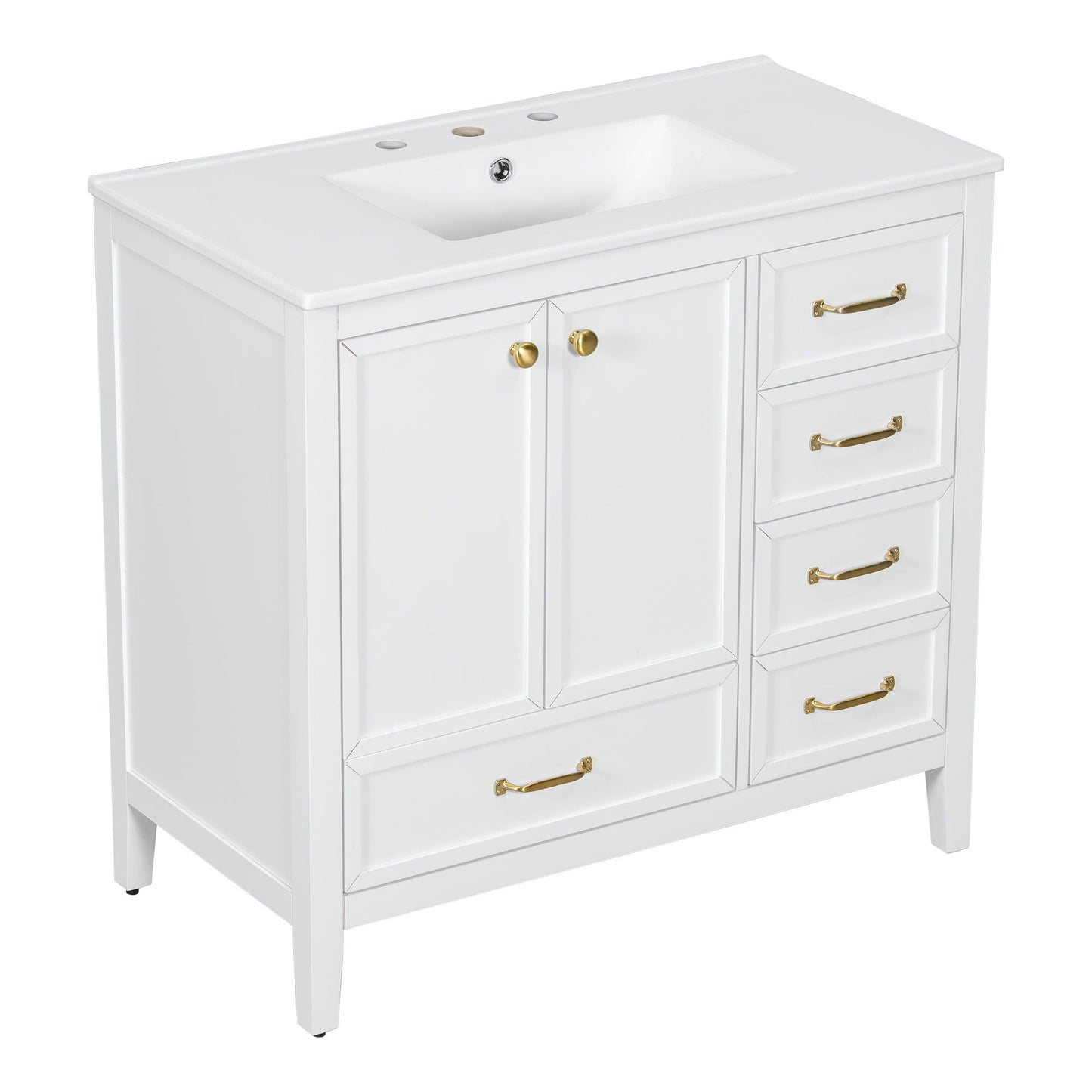 Elegant Vintage Bathroom Vanity With Sink and Soft Closing Drawers