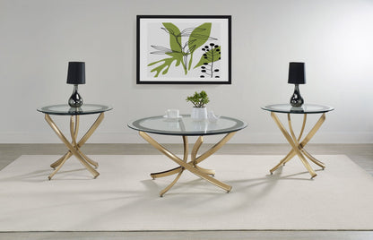 Brooke 3-piece Round Coffee and End Table Set Rose Brass