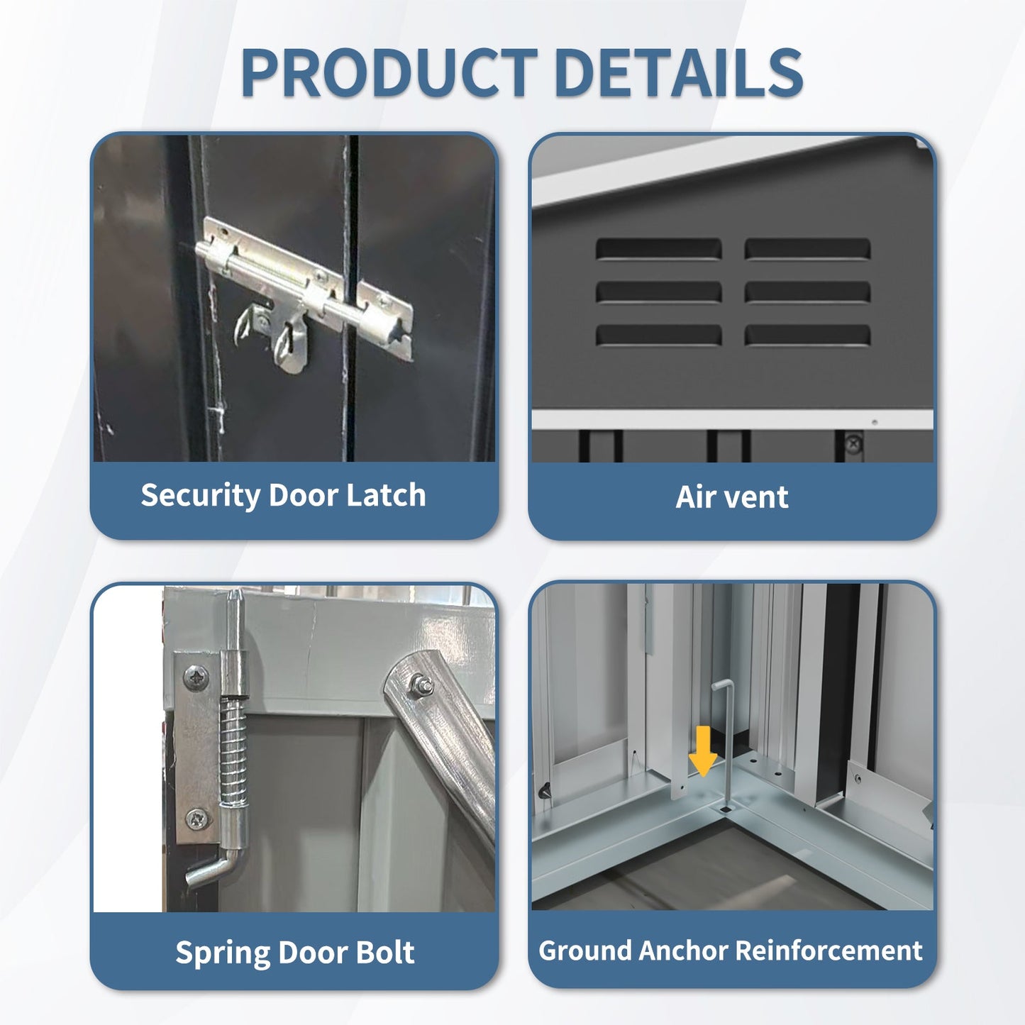8ft x 4ft Outdoor Metal Storage Shed with Lockable Latch