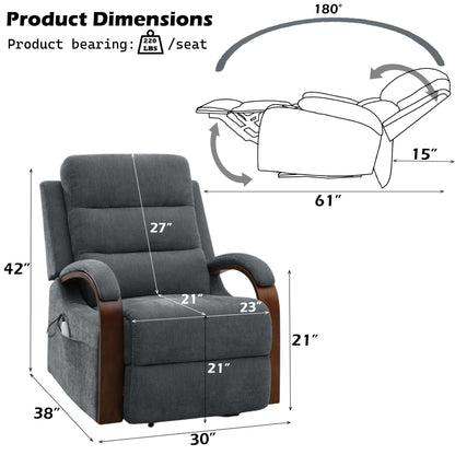 Kayla Power Recliner With Lift, Heating & Massage (Zero Gravity) - Gray