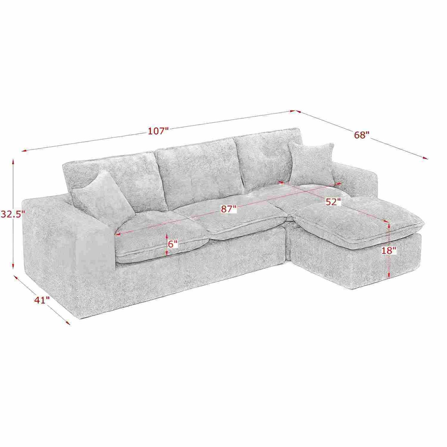 Sectional Sofa With Moveable Ottoman
