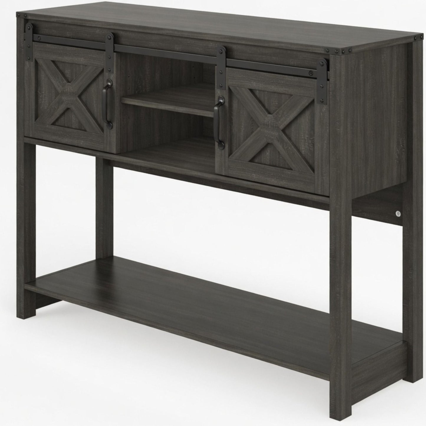 Farmhouse Entryway Table With Sliding Barn Door