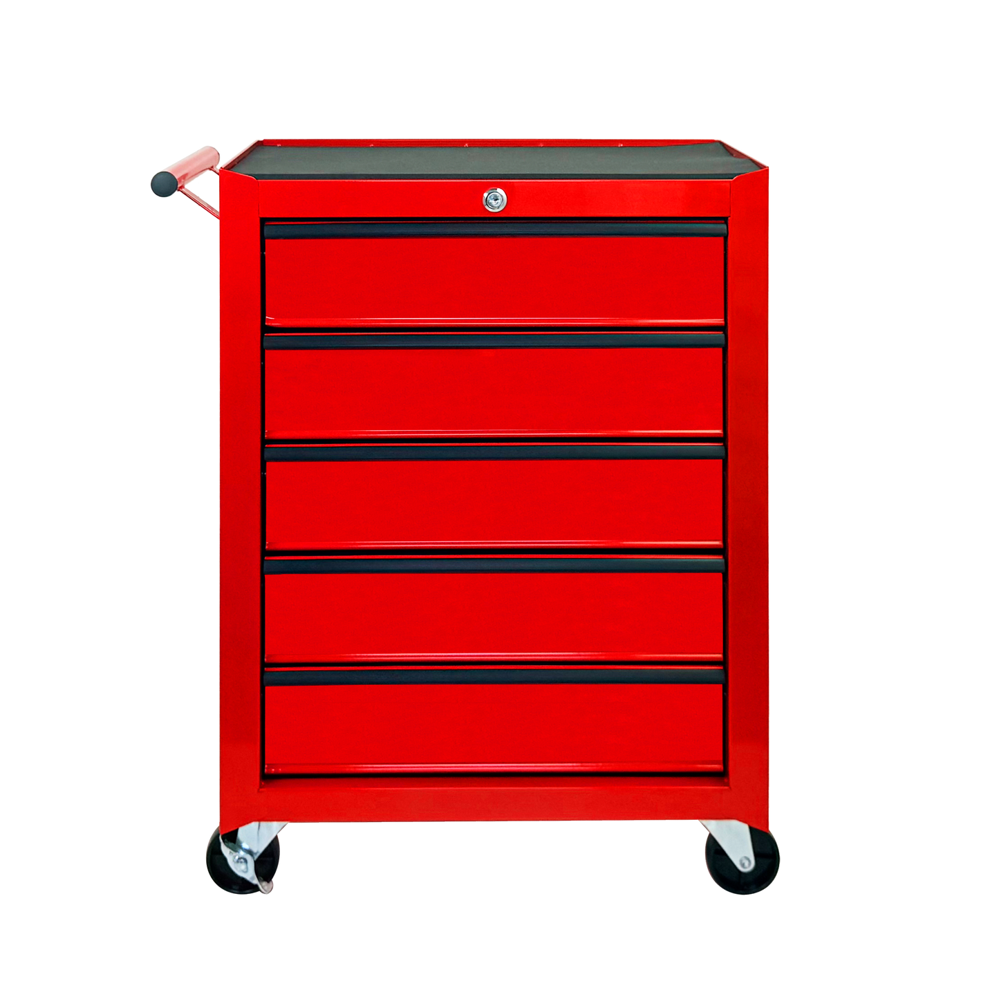 Rolling Metal Tool Chest with 5 Drawers, 20" Steel Cabinet - Red