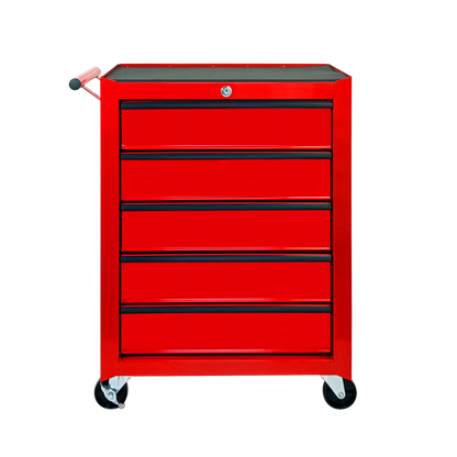 Rolling Metal Tool Chest with 5 Drawers, 20" Steel Cabinet - Red