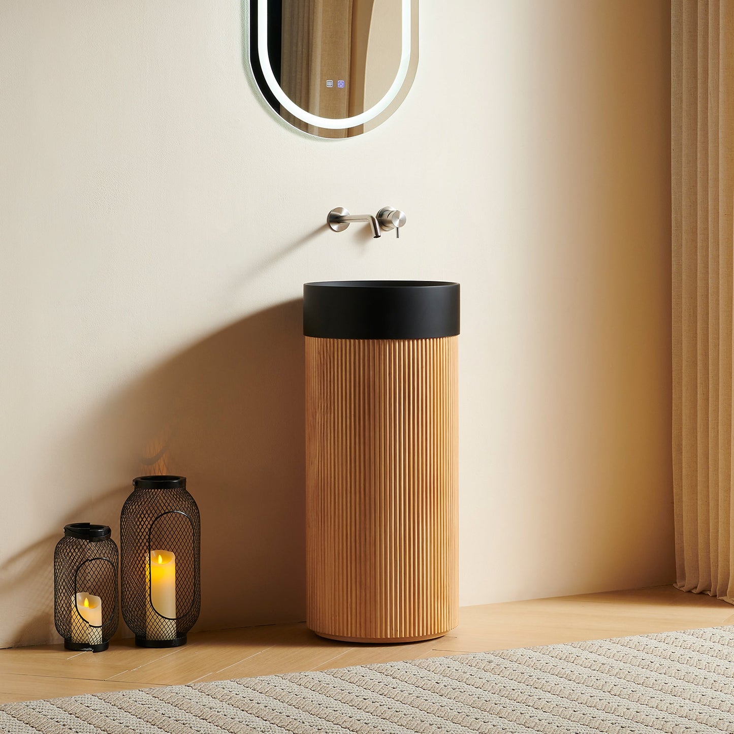 JINBO 16" Freestanding Cylindrical Bathroom Vanity Cabinet