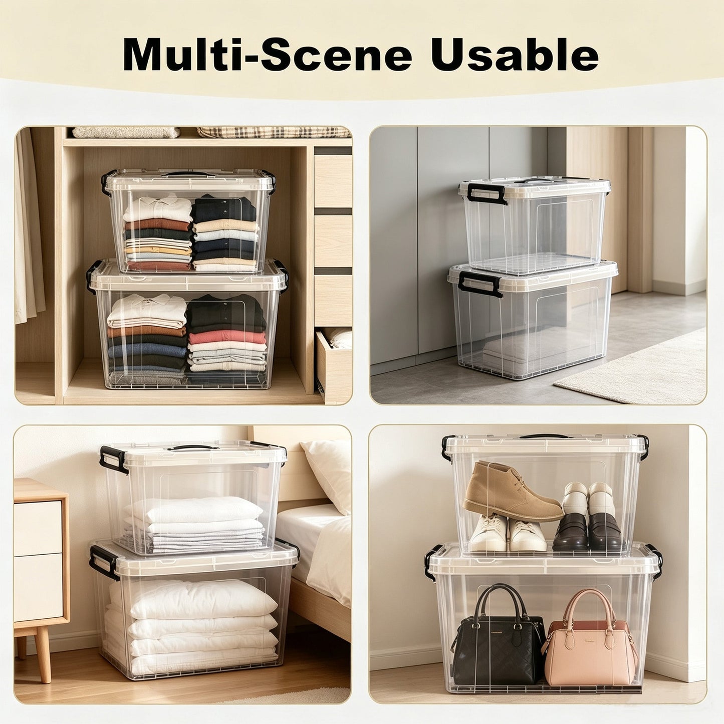 4 Pack 90 QT Plastic Storage Bins with Lids