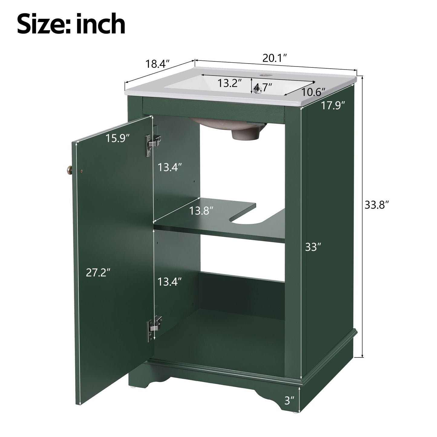 Bathroom Vanity With Sink, Freestanding Single Cabinet Set