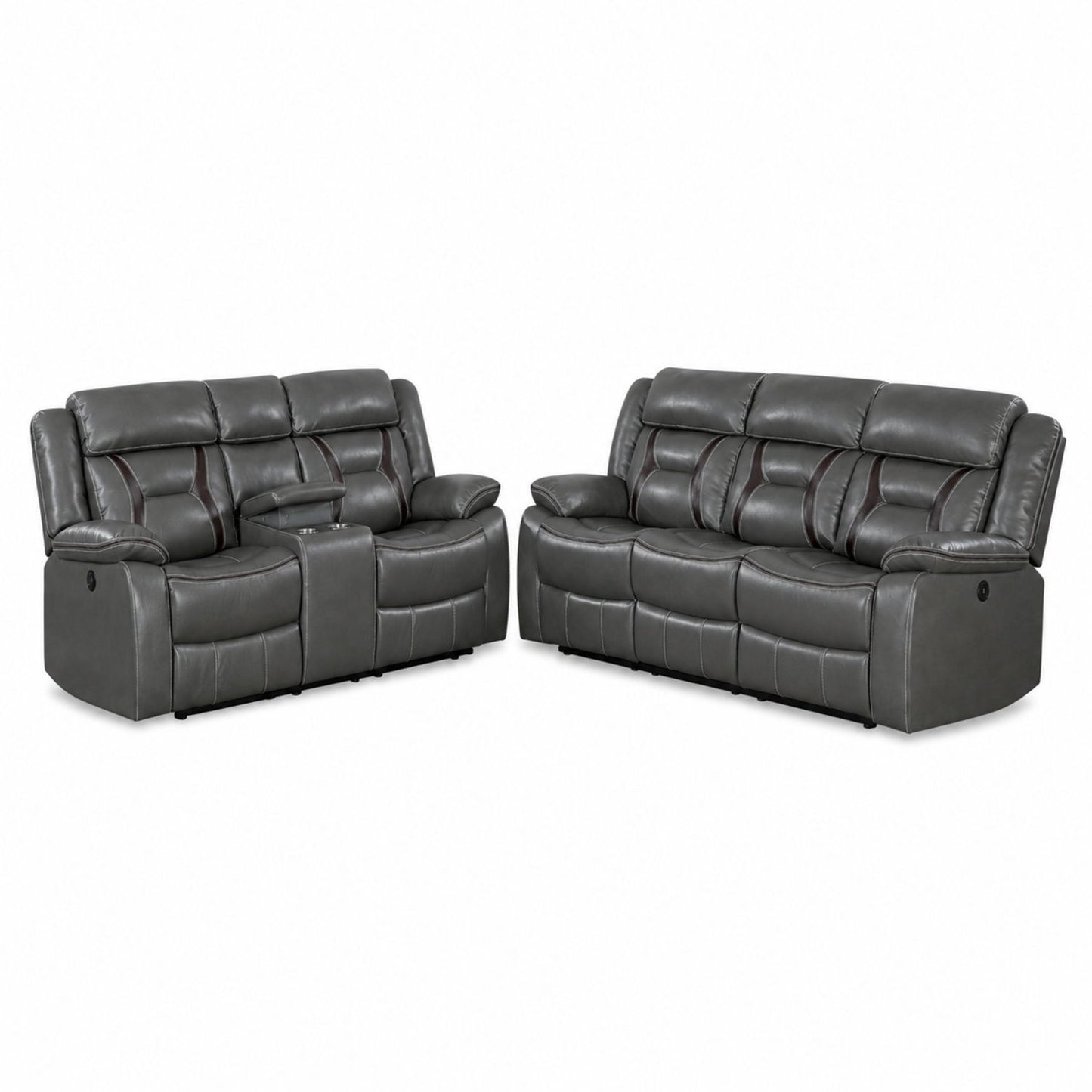 Living Room Set With Pillow Armrest And Tufted Backrest
