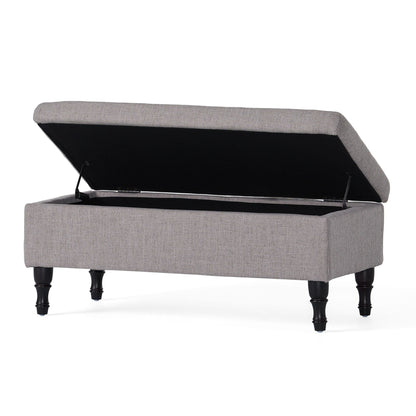 Dean Fabric Storage Wide Tufted Rectangle Ottoman - Gray