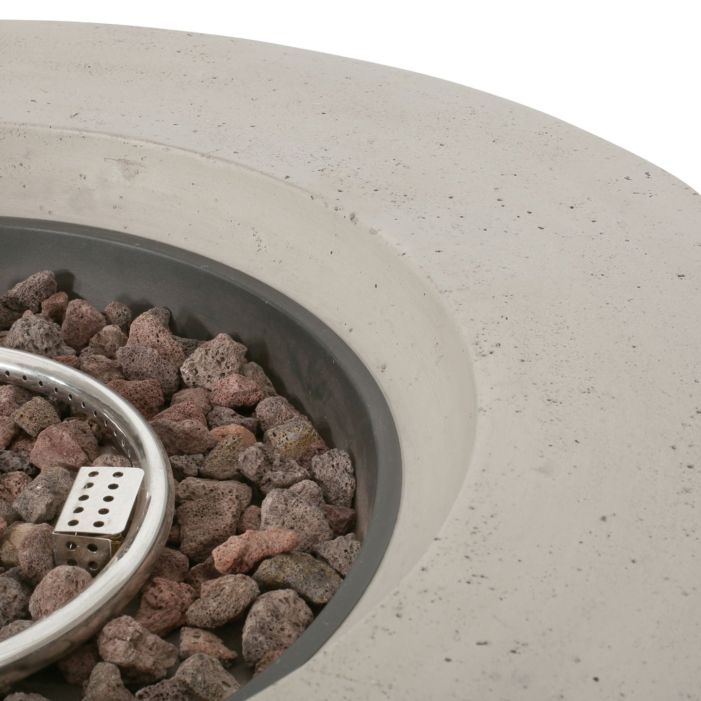 Modern Lightweight Concrete Outdoor Circular Fire Pit 50,000 BTU