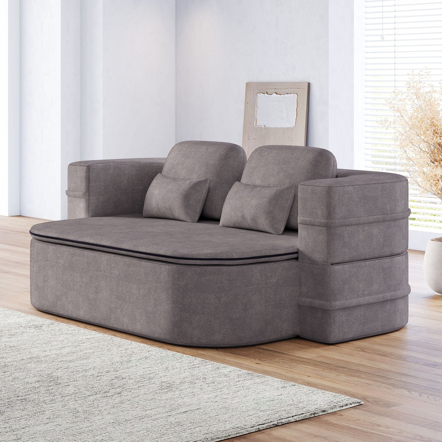 2 In 1 Foldable Sofa Bed With Multi Functional Blanket, Floor Lounge Sofa