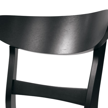 Set of 2 Mid-Century Dining Chairs - Upholstered Seat, Rubberwood Legs