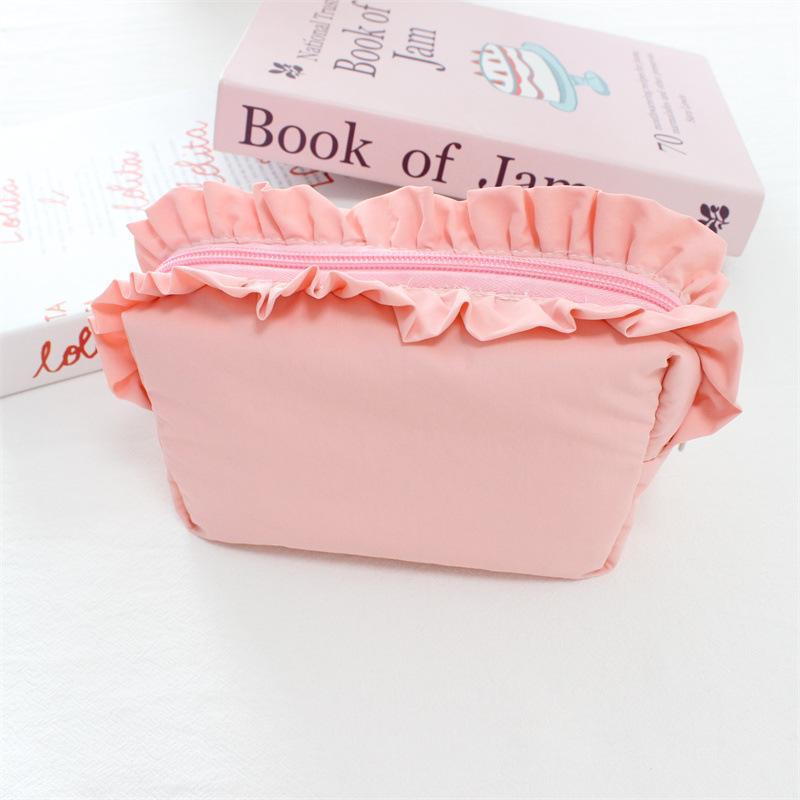 Korean-style Ruffled Makeup Bag Simple Nylon Waterproof Storage Pouch