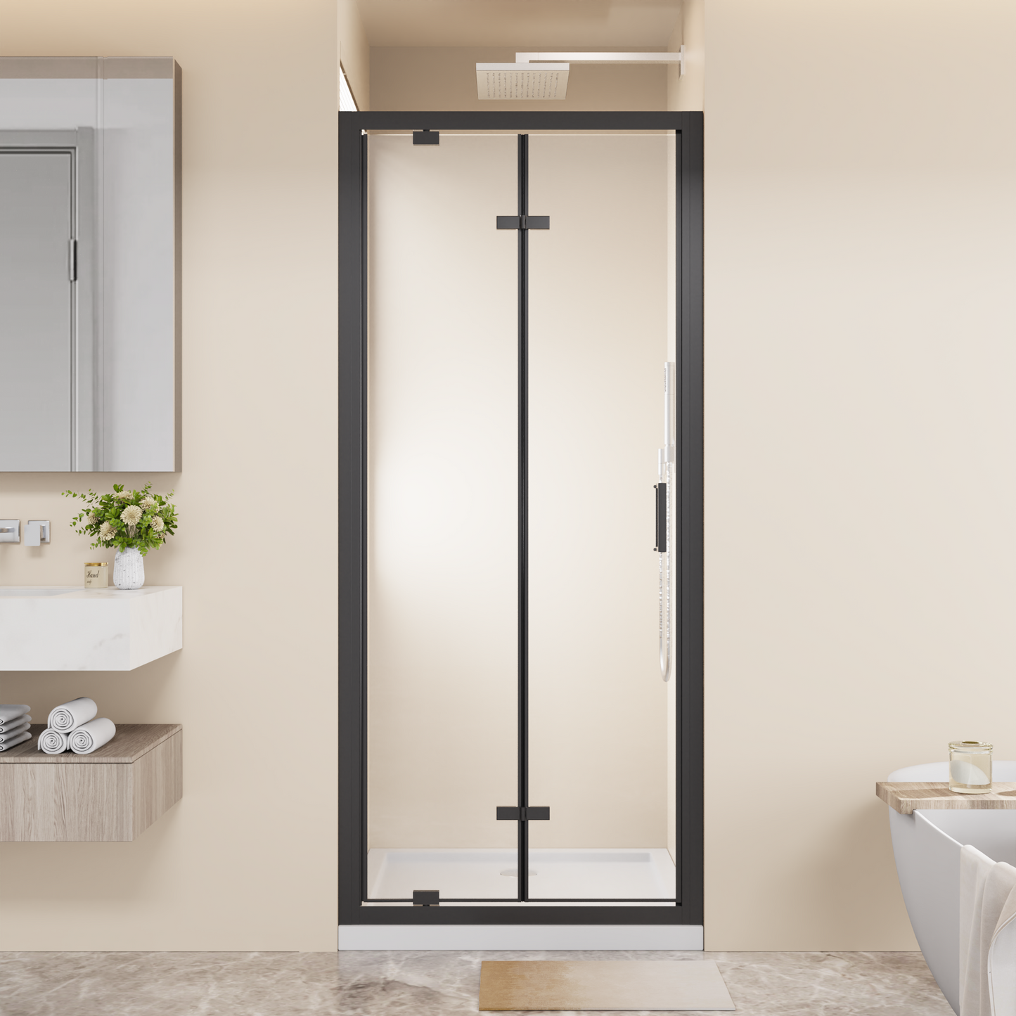 Framed Bi-fold Pivot Shower Door 32"x72"