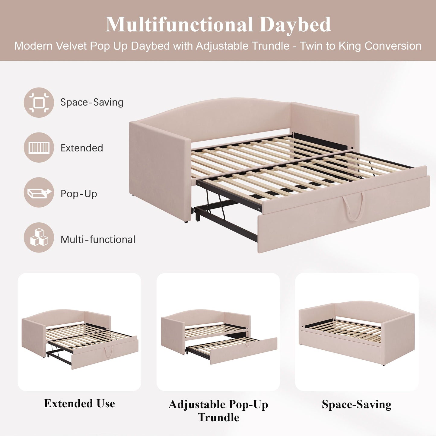 Daybed With Pop Up Trundle, Upholstered Sofa Bed