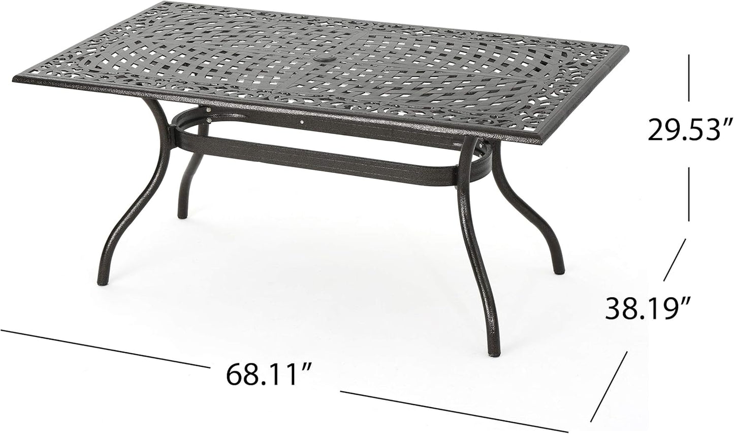 Ravenna 6-Person Metal Patio Dining Set with Rectangular Table