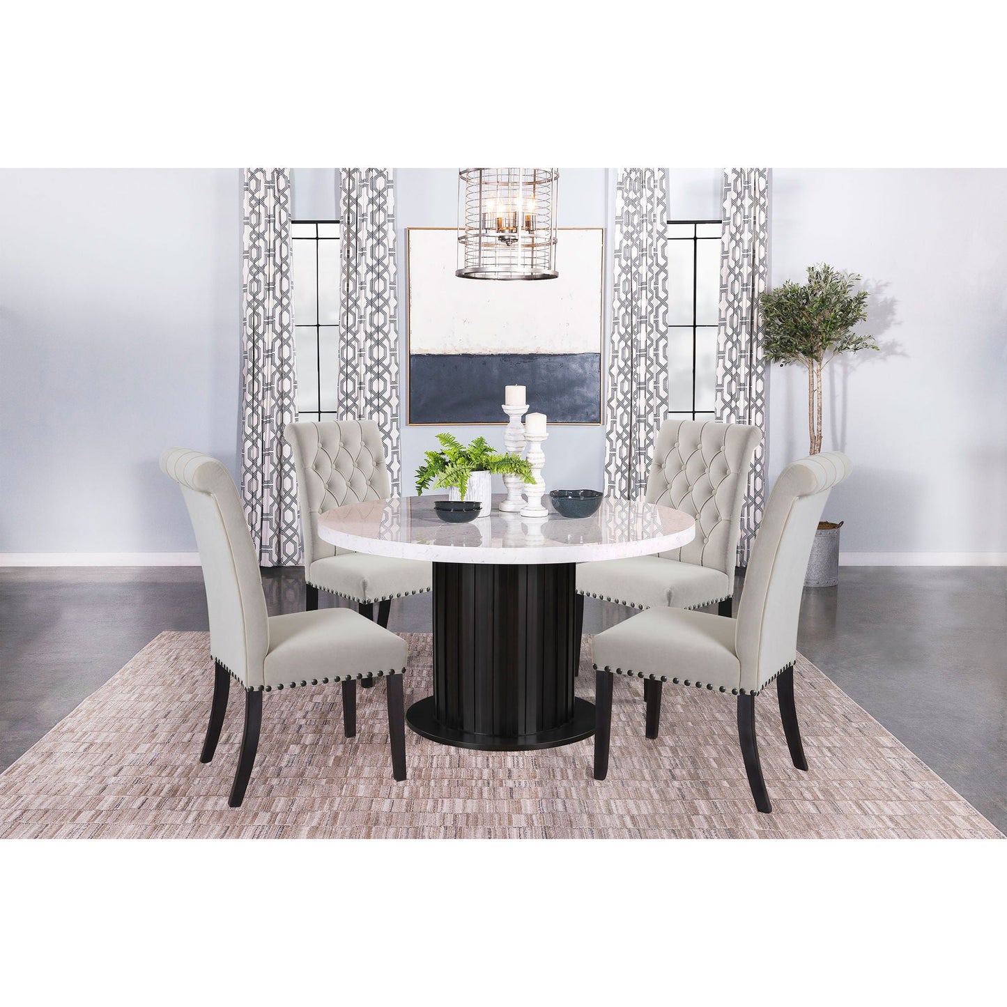 Tufted Rolled Backrest Side Chairs (Set of 2)