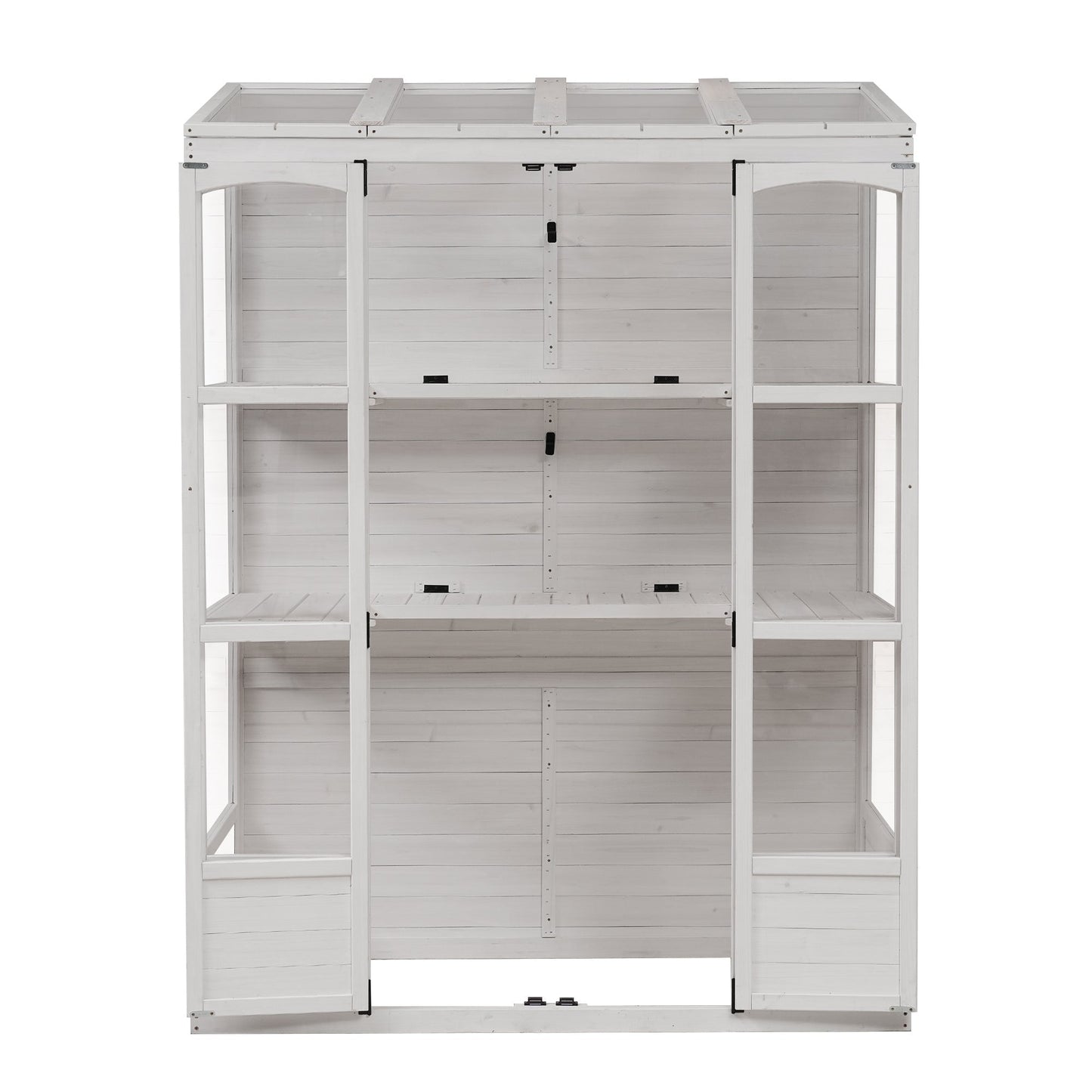 TOPMAX 78-Inch Wooden Greenhouse with Skylights and Folding Shelves